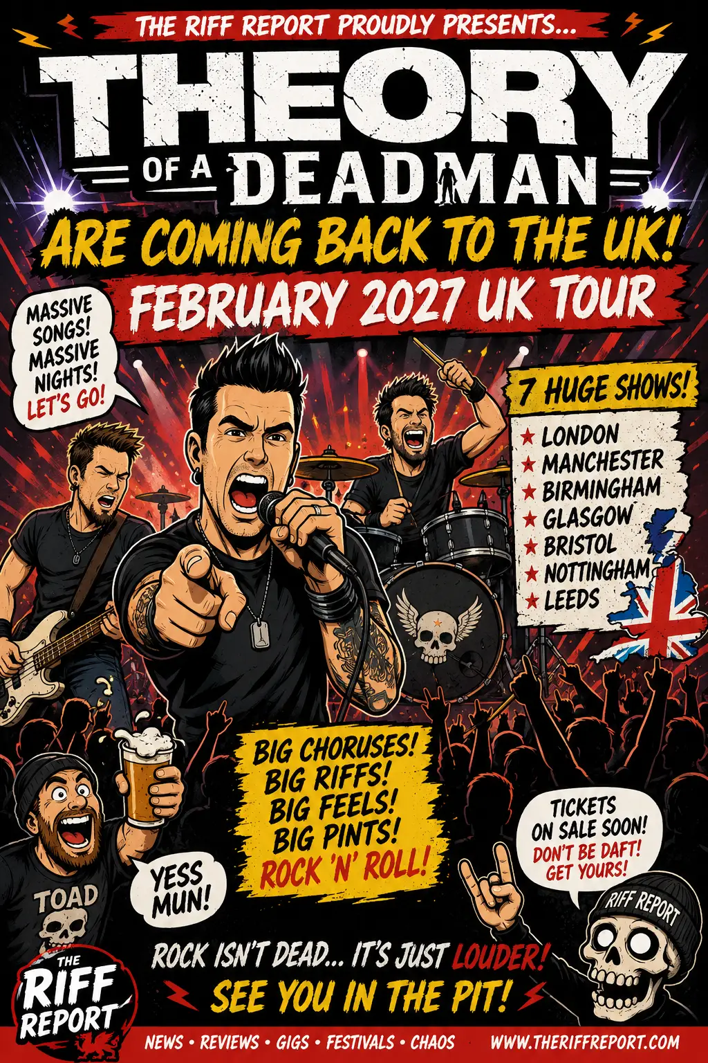 Theory of a Deadman 2027 live concert poster